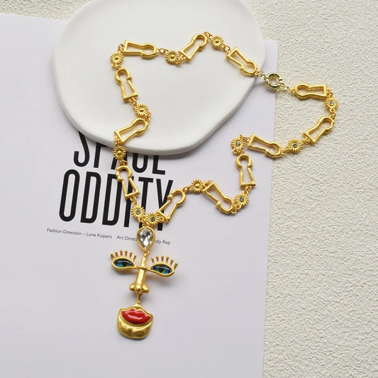 Red Lips Pendant Necklace