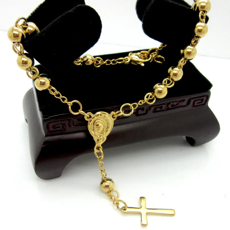 Cross Pendant Rosary Bracelet