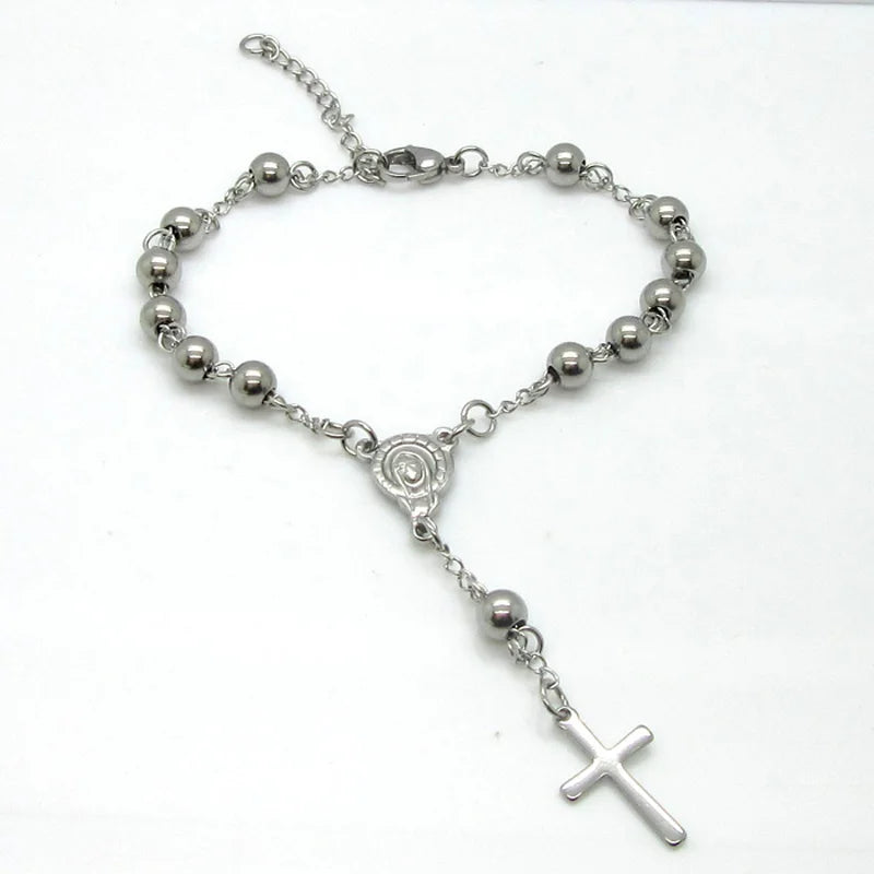 Cross Pendant Rosary Bracelet