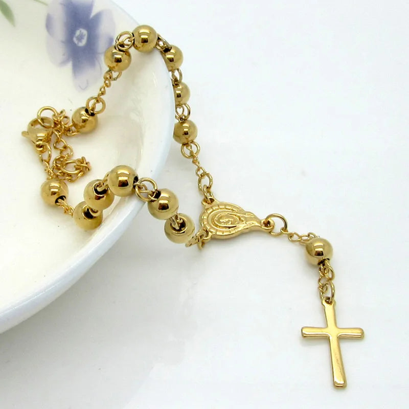 Cross Pendant Rosary Bracelet