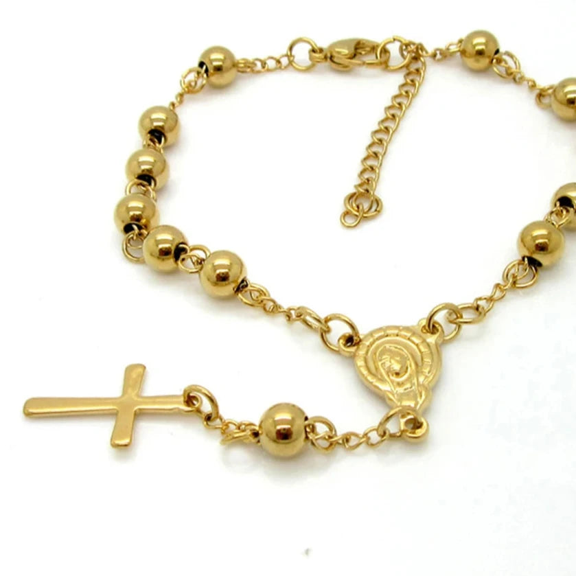 Cross Pendant Rosary Bracelet