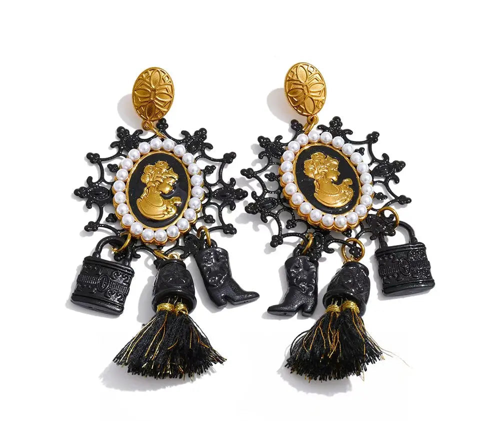 Portrait Tassel Drop Earrings