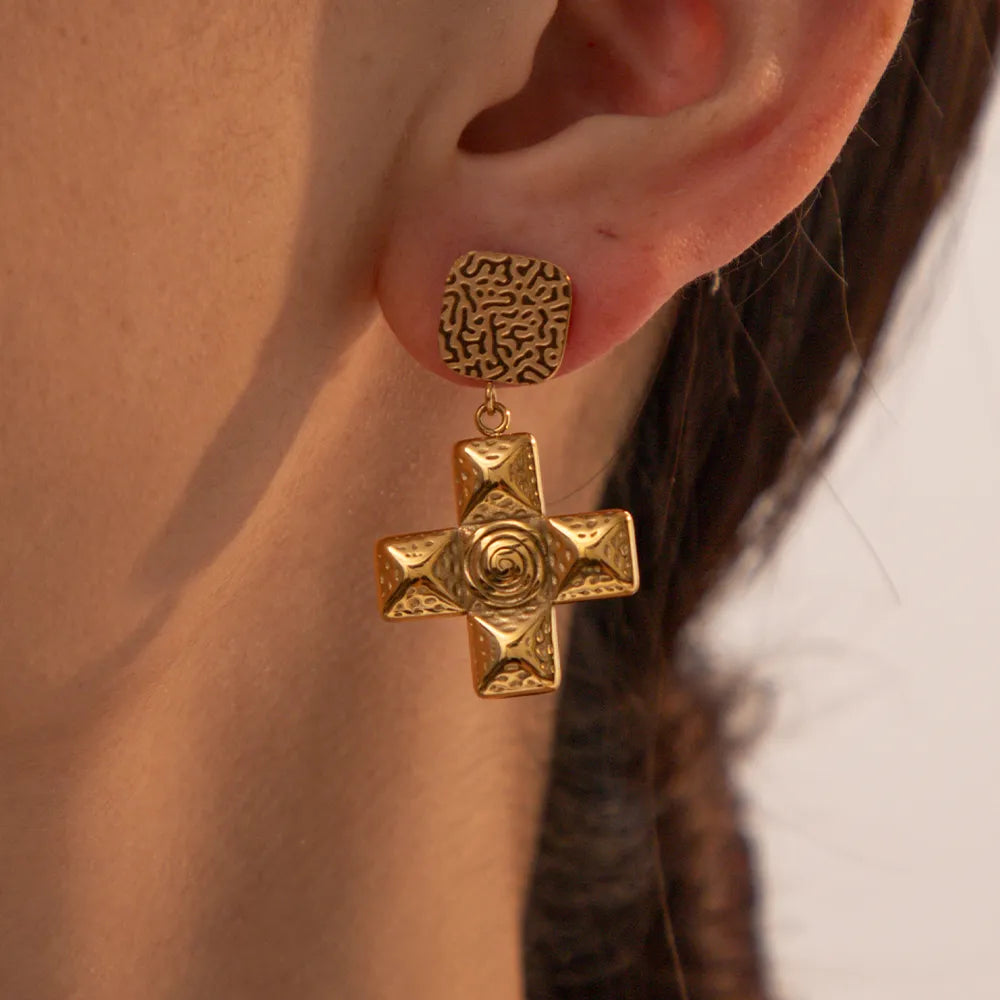 Cross Drop Earrings