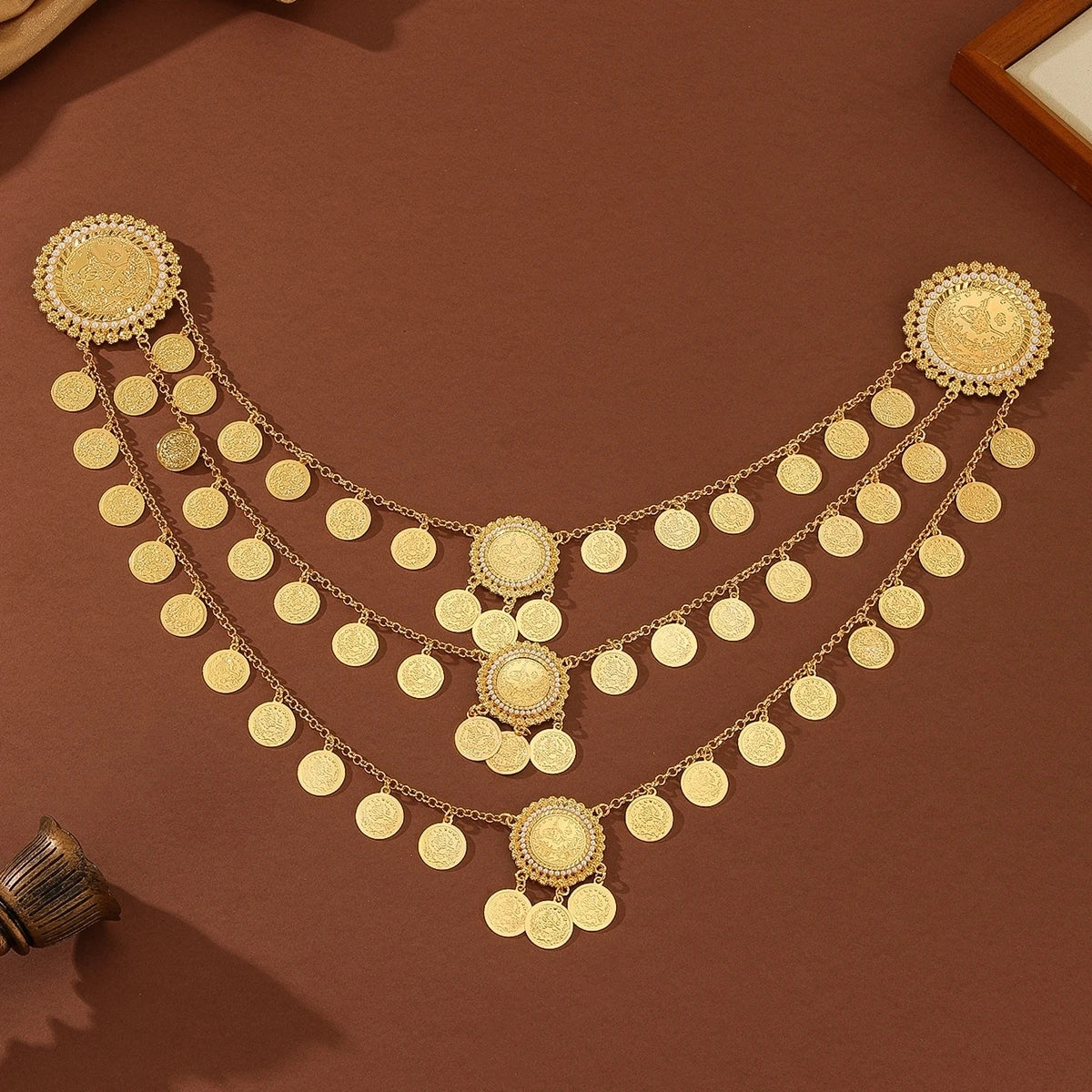 Coin Tassel Bib Necklace