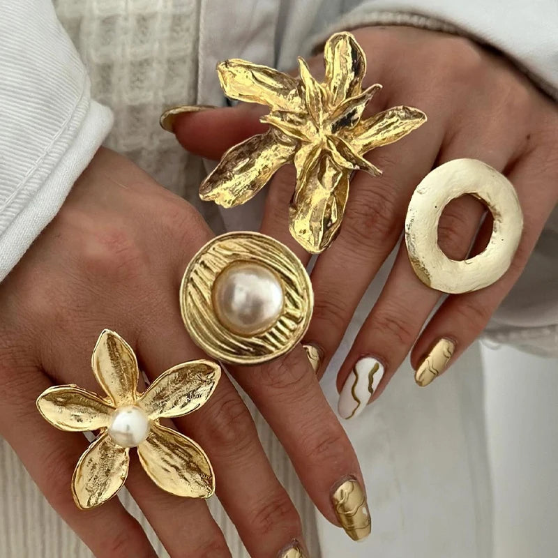 4 Pcs Exaggerated Ring Set