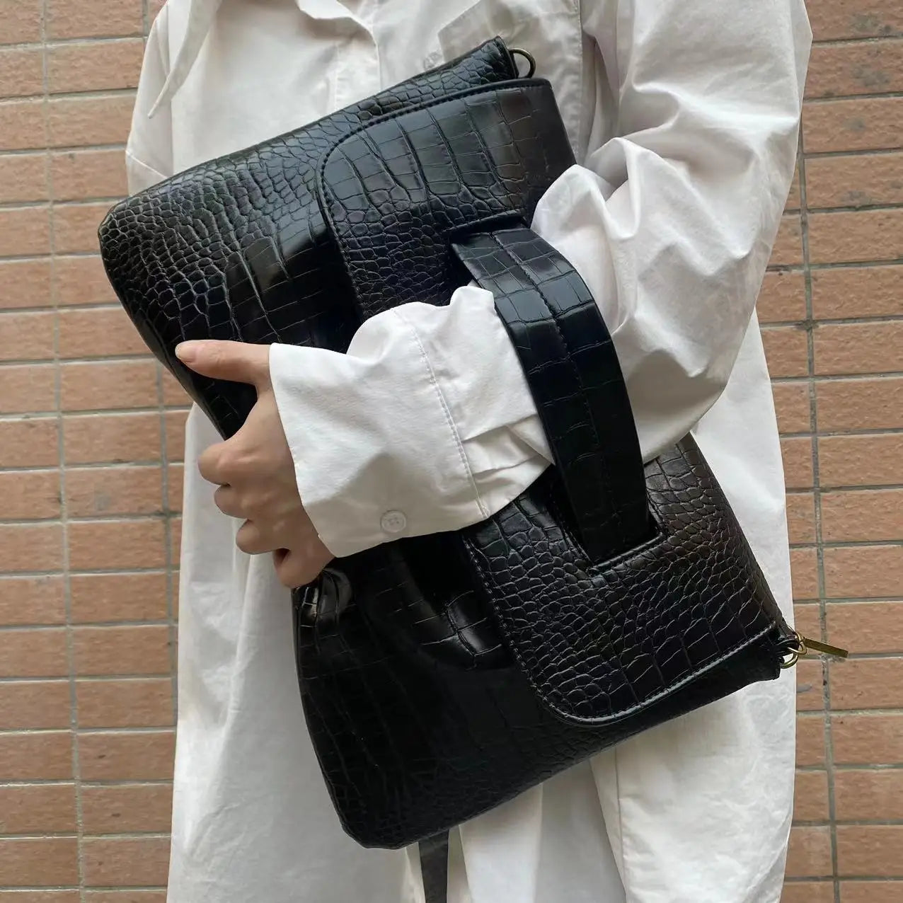 Crocodile Flip Top Handbag