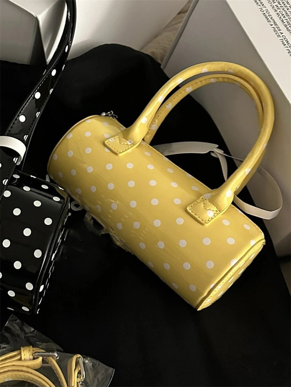 Polka Dot Round Cylinder Handbag