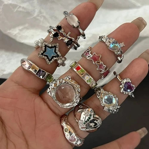 Crystal Adjustable Irregular Rings