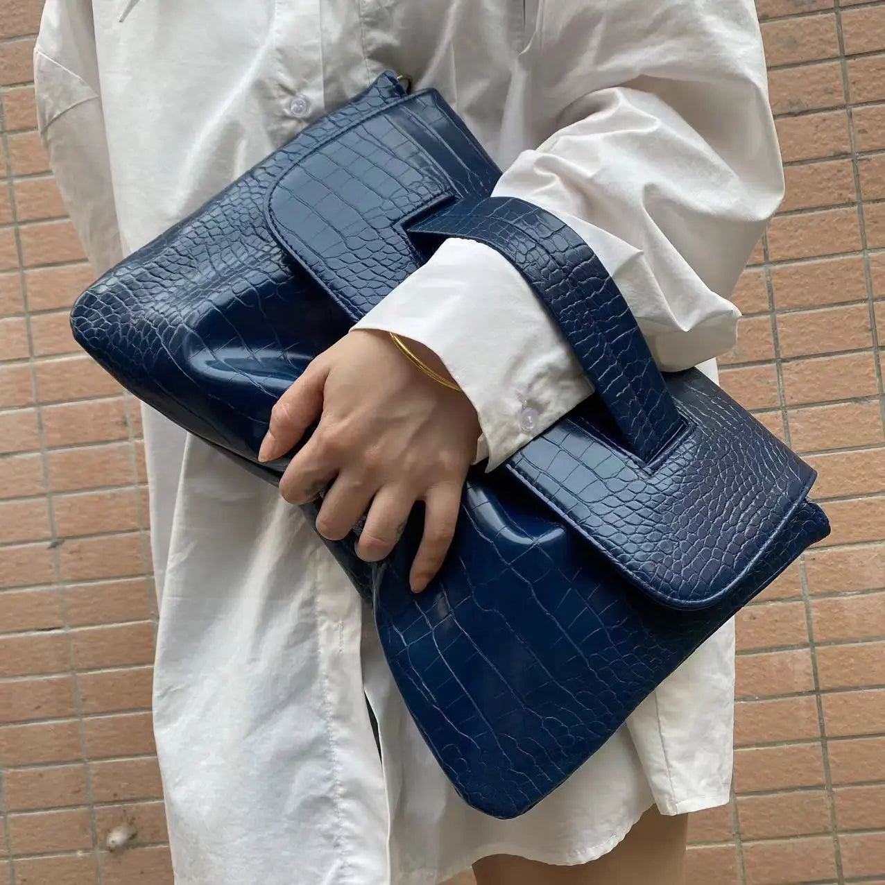 Crocodile Flip Top Handbag