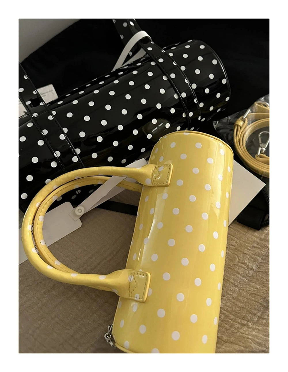 Polka Dot Round Cylinder Handbag