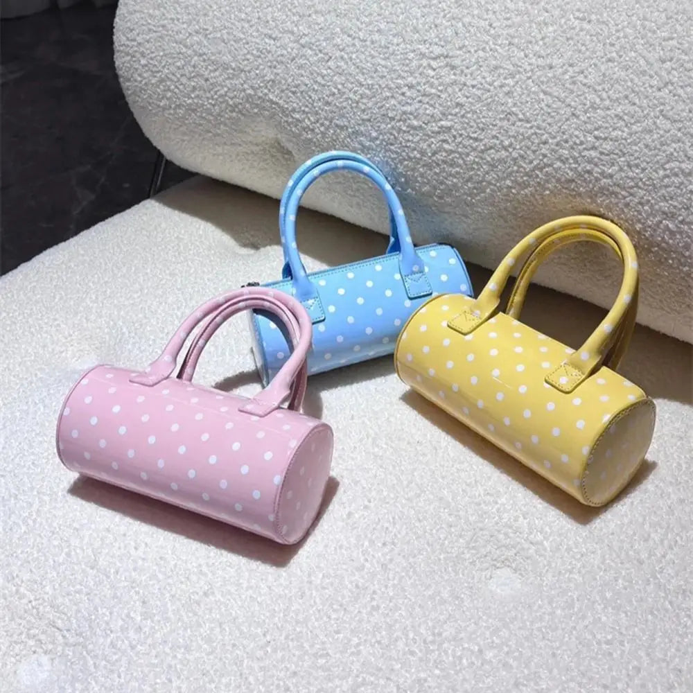 Polka Dot Round Cylinder Handbag