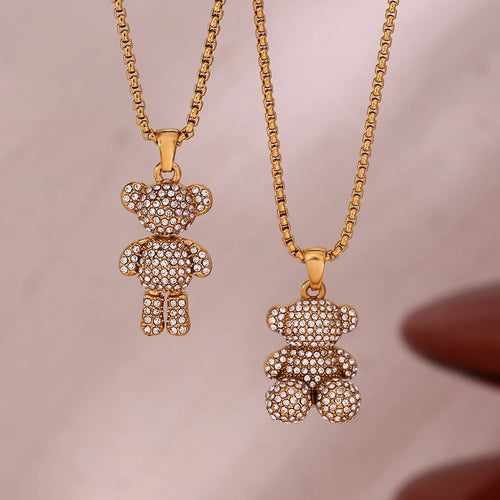 18K Gold Plated Water Resistant Bear Necklace