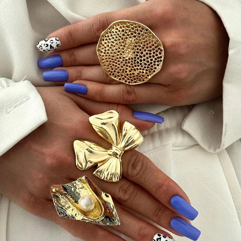 4 Pcs Exaggerated Ring Set