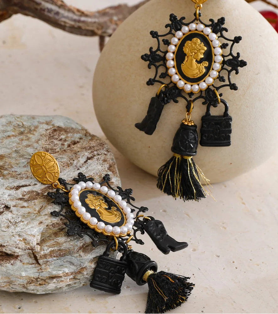 Portrait Tassel Drop Earrings