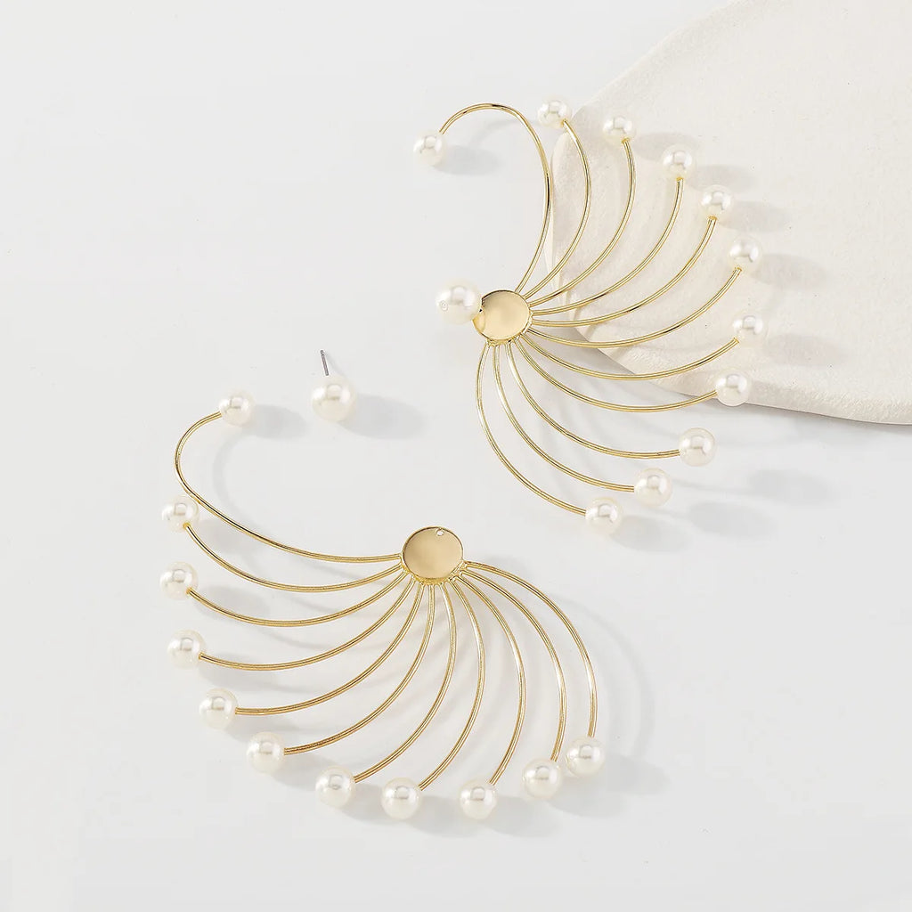 Fan Shaped Pearl Earrings