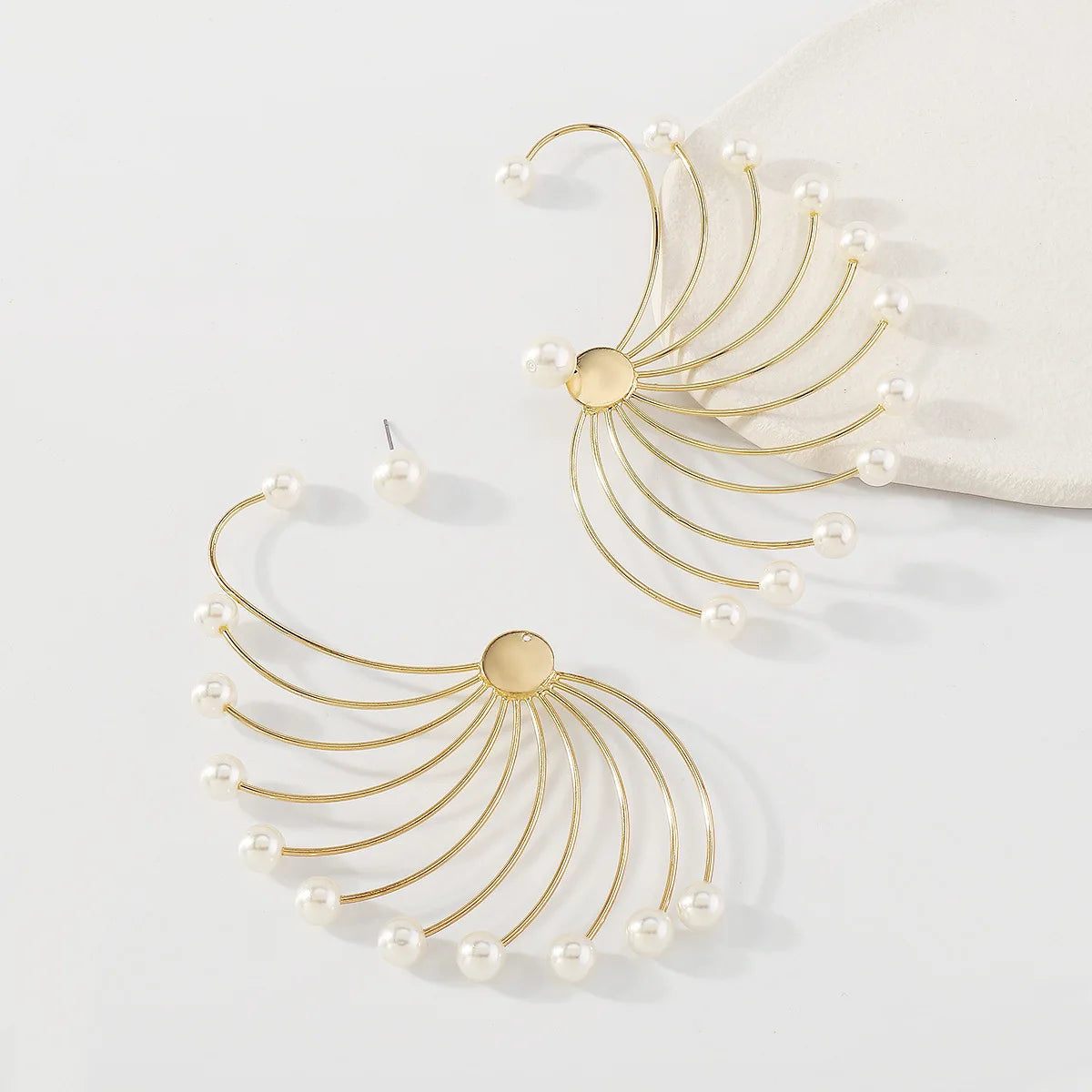 Fan Shaped Pearl Earrings