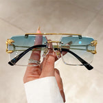Lade das Bild in den Galerie-Viewer, Vintage Rimless Double Bridge Gradient Sunglasses
