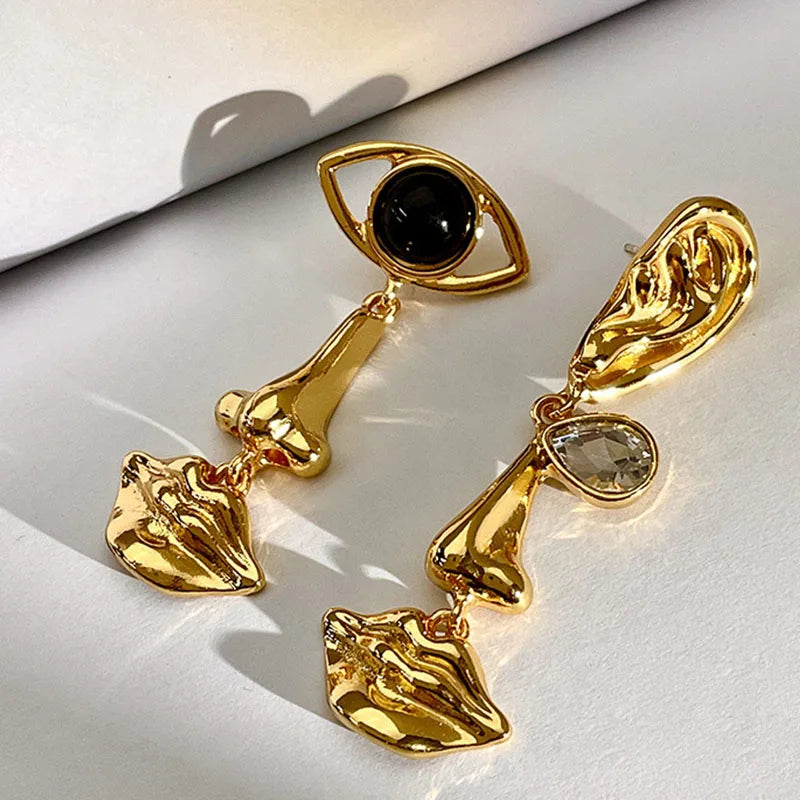 Long Face Dangle Earrings