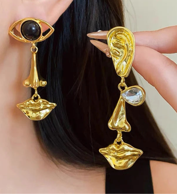 Long Face Dangle Earrings