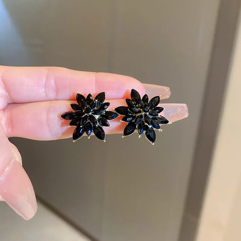 Rhinestone Flower Pearl Stud