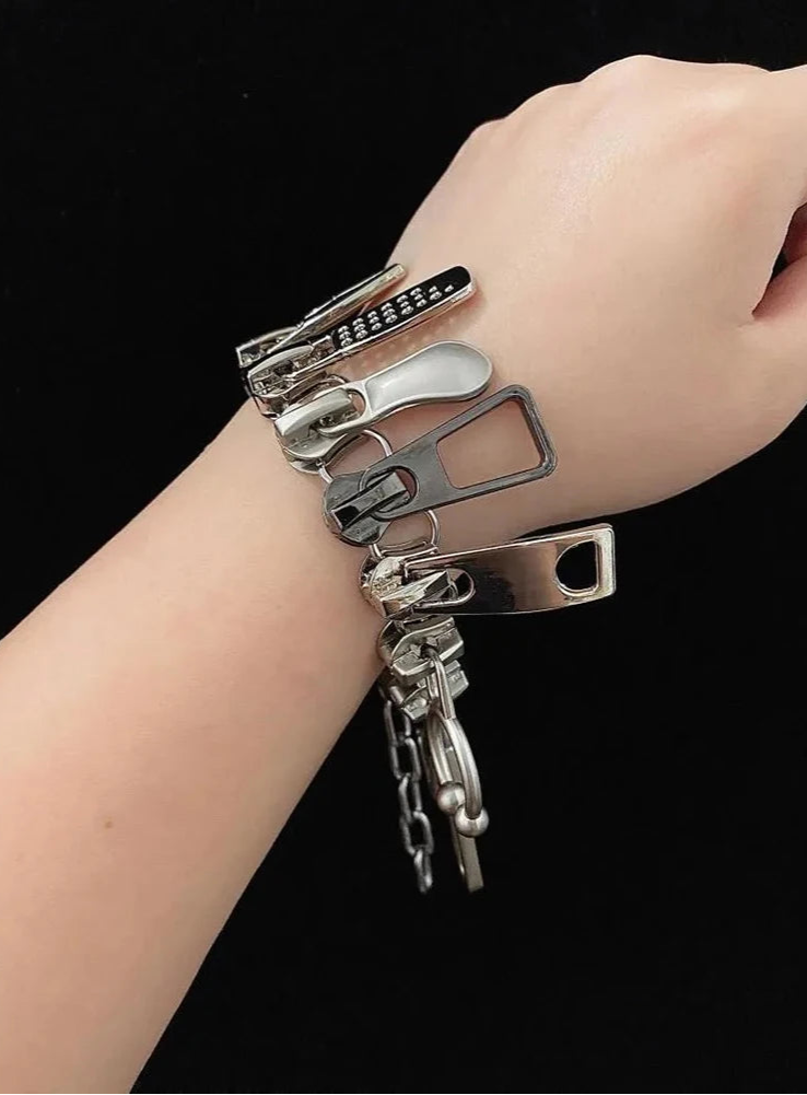 Zipper Fringe Choker and Bracelet