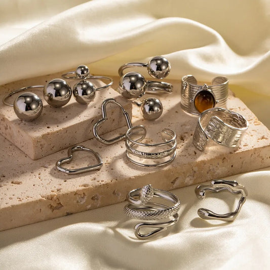 Silver Adjustable Open Rings