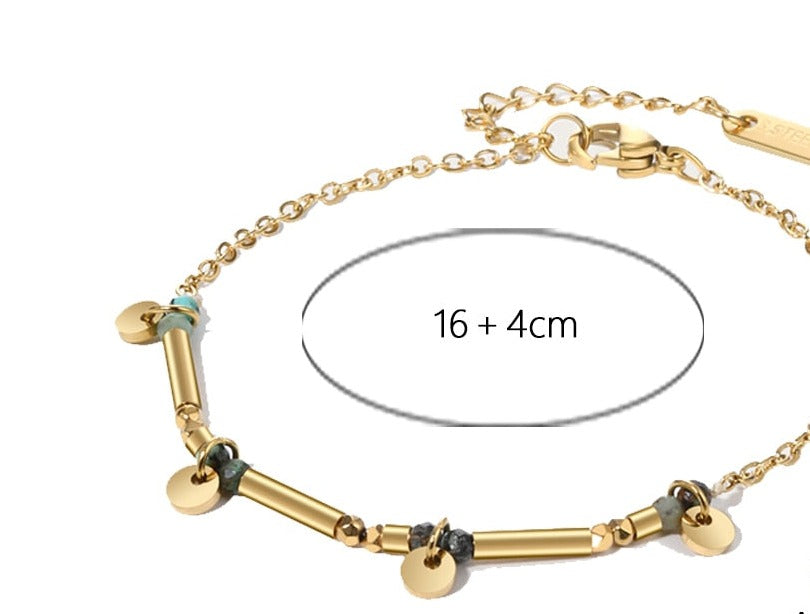 Natural Stone Stainless Steel 14K Gold Plating Bracelets