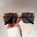 Vintage Rimless Double Bridge Gradient Sunglasses