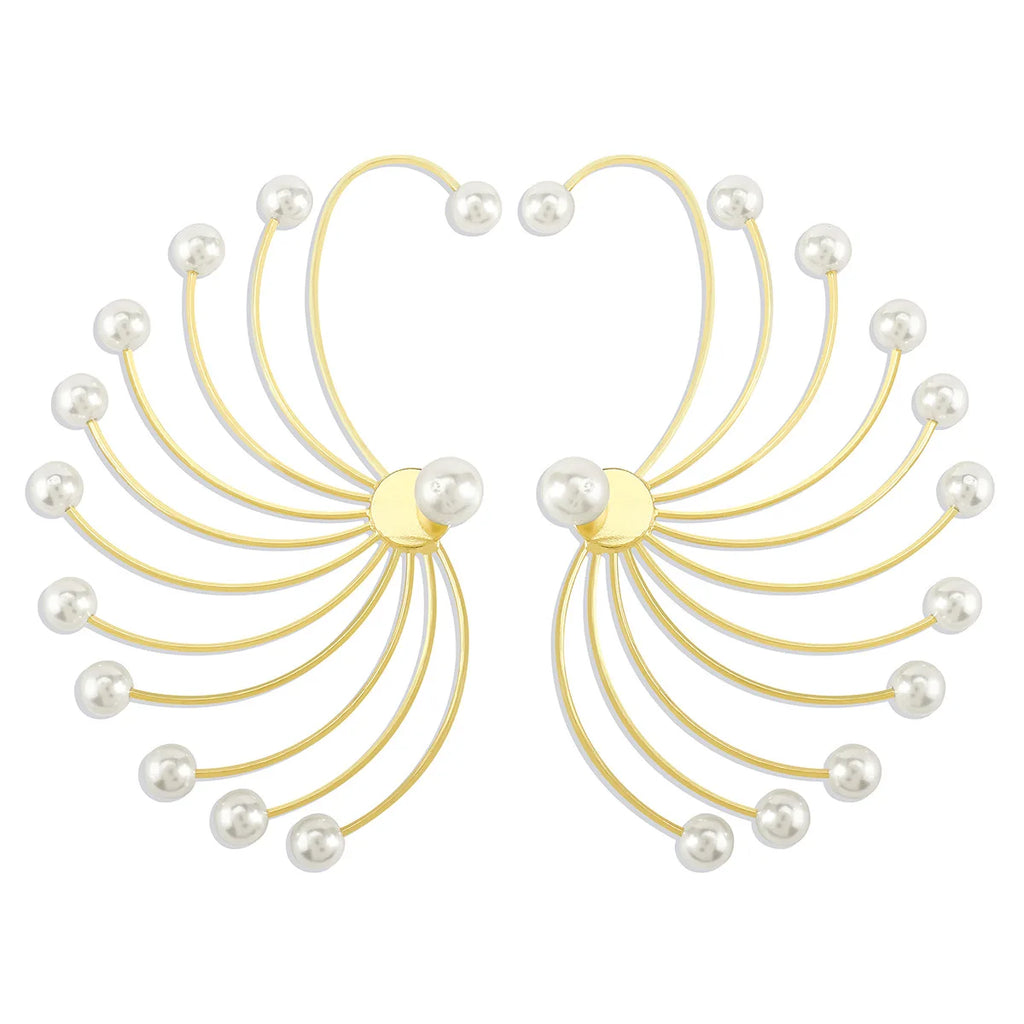 Fan Shaped Pearl Earrings