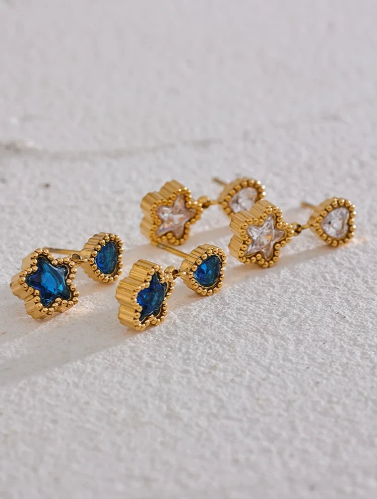 Blue Star Drop Earrings