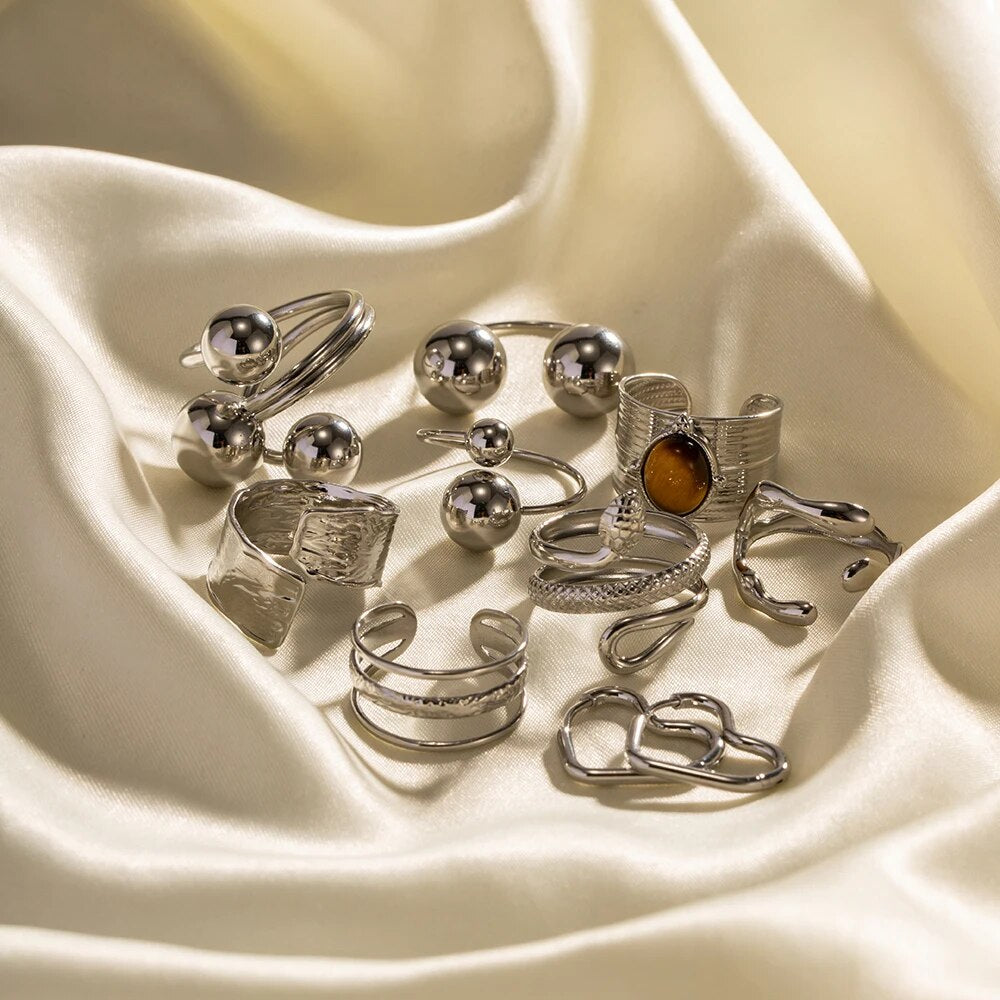 Silver Adjustable Open Rings