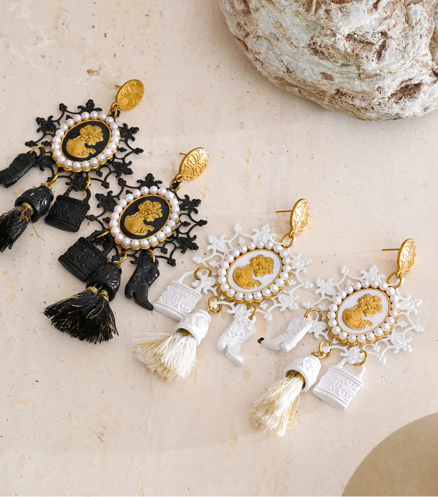 Portrait Tassel Drop Earrings