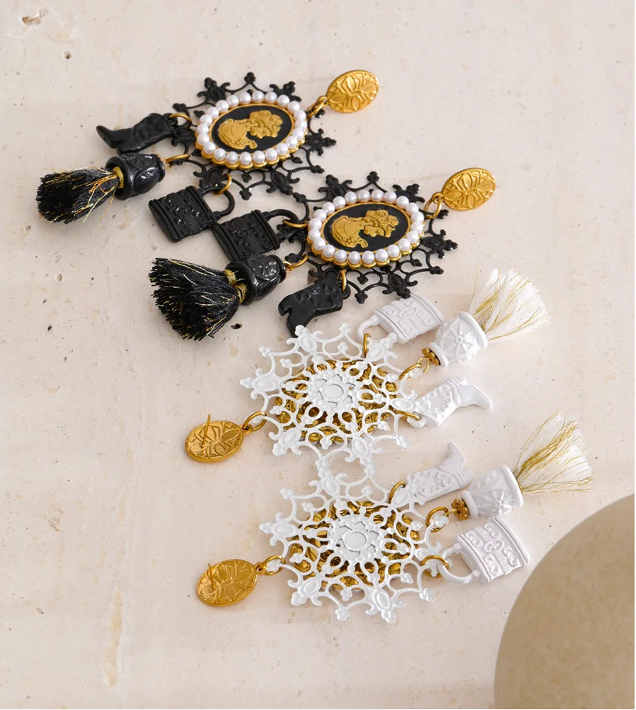 Portrait Tassel Drop Earrings