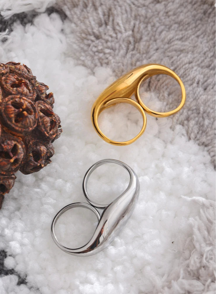 Stainless Steel Double Finger Ring