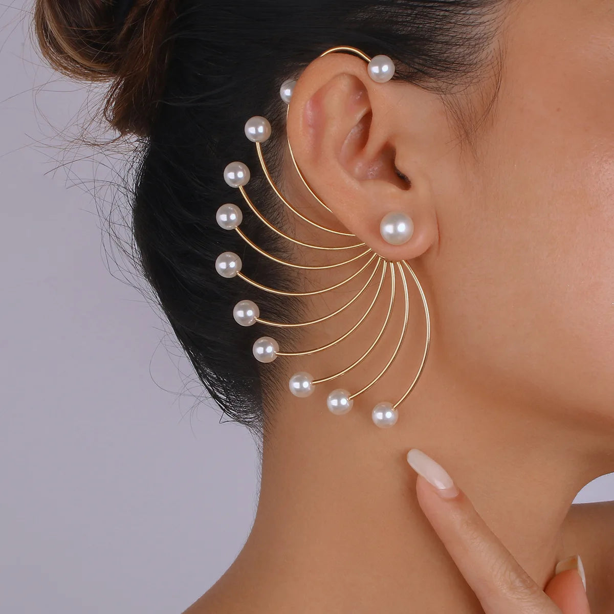 Fan Shaped Pearl Earrings