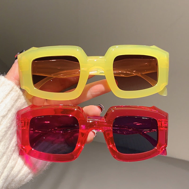 Vintage Thick Square Jelly Sunglasses
