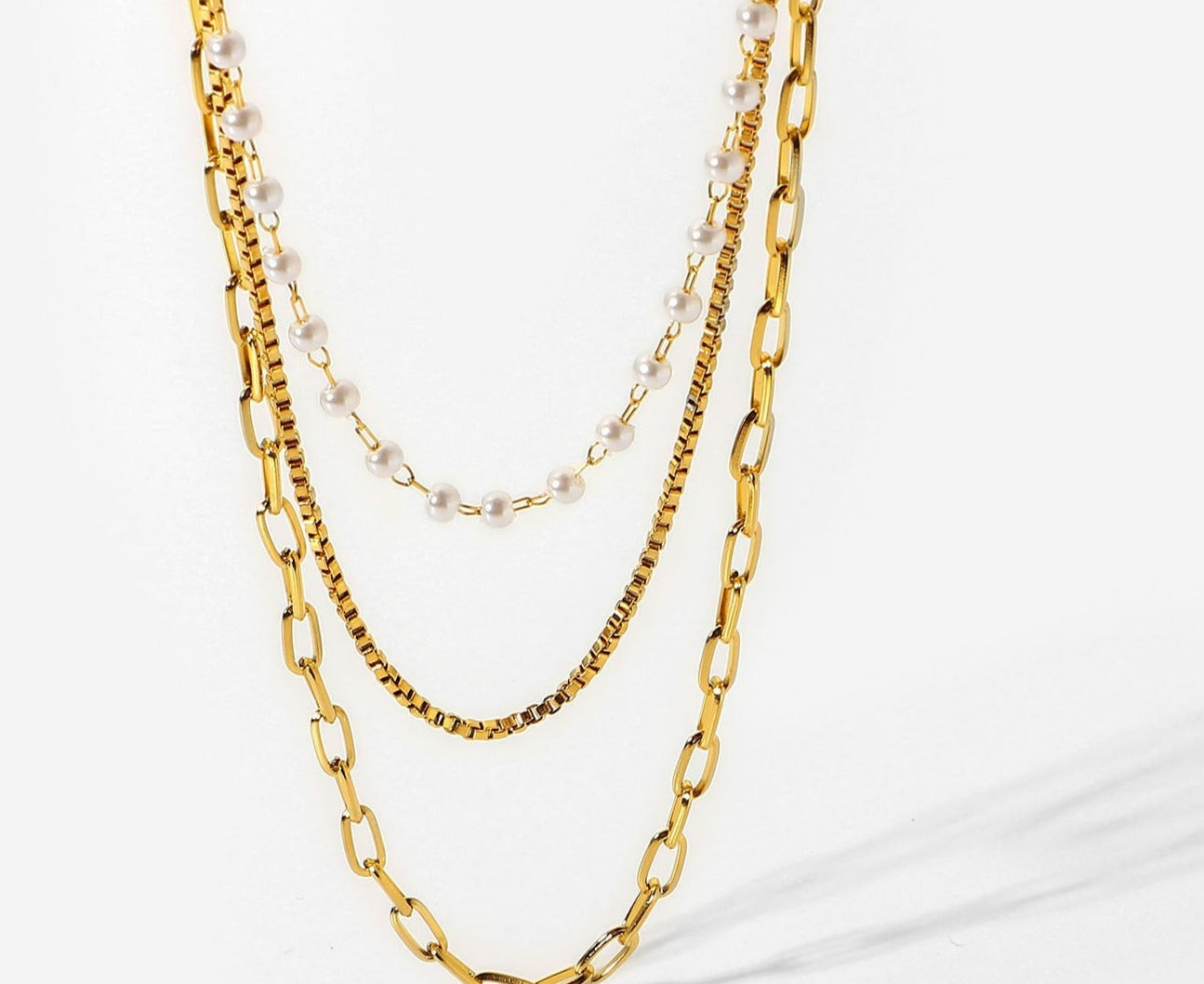 18K Gold IP Plated Layered Necklace