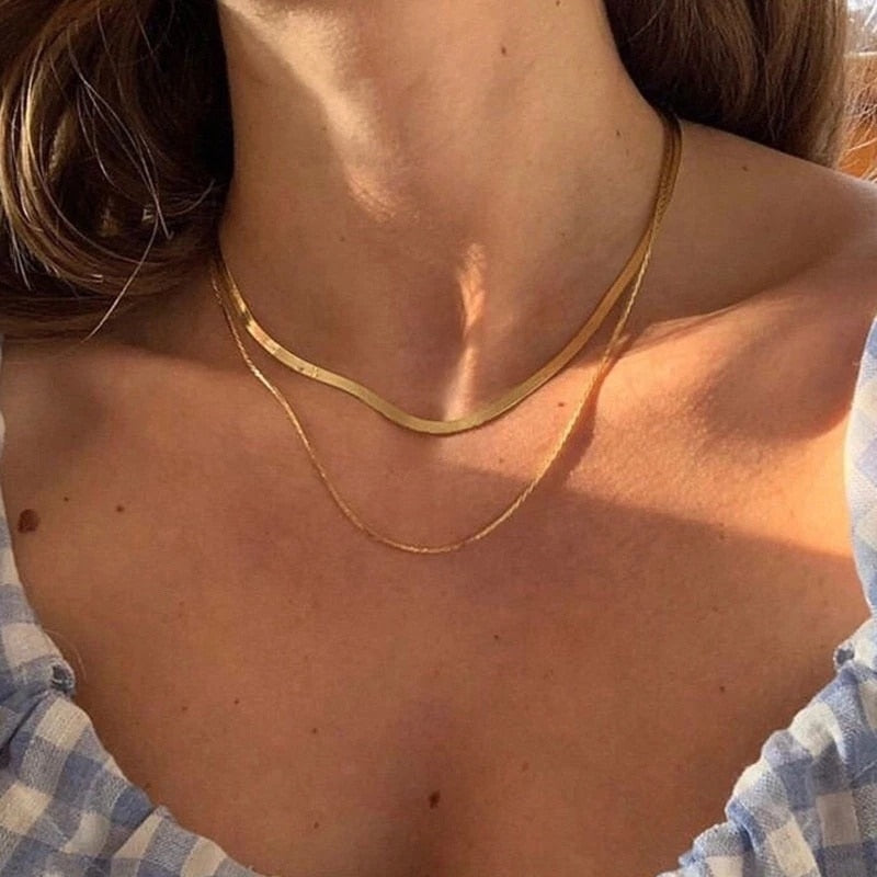 18K Gold IP Plated Layered Necklace