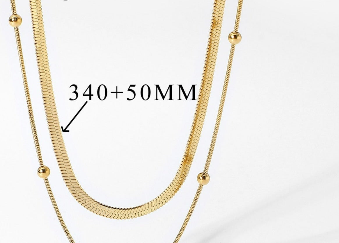 18K Gold IP Plated Layered Necklace