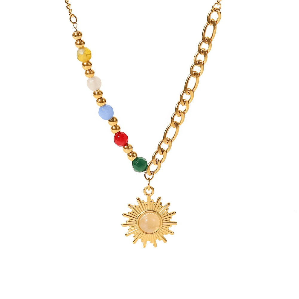 Natural Stone Opal Sun Bead Chain