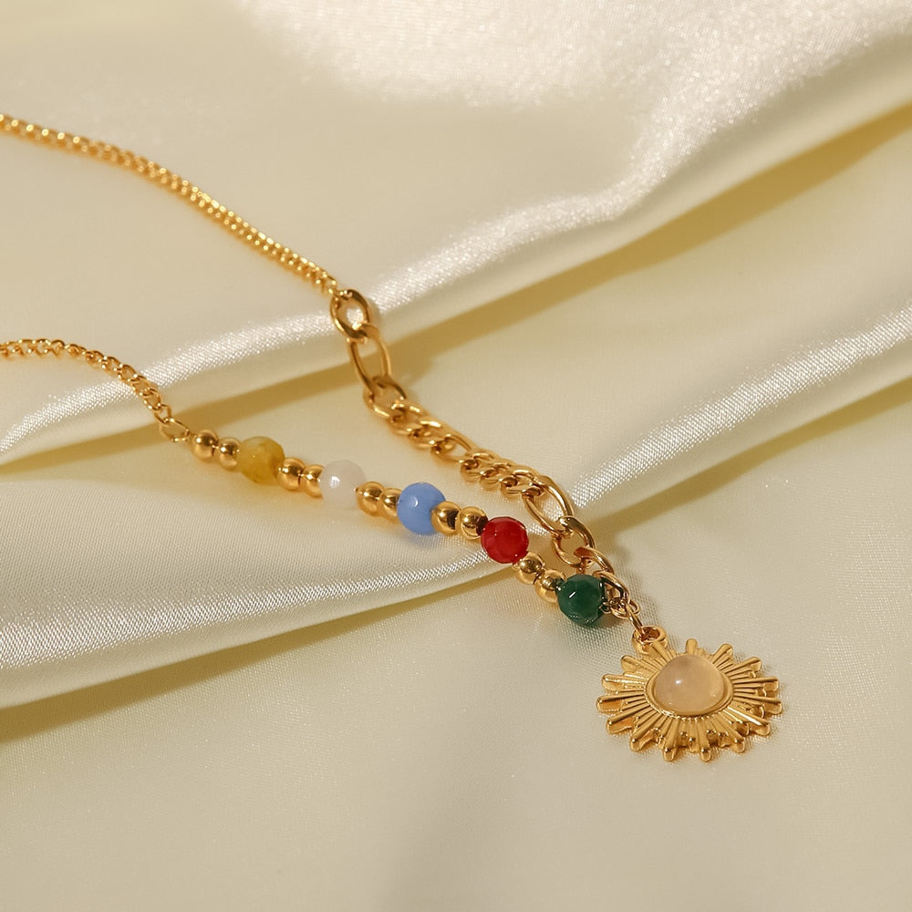 Natural Stone Opal Sun Bead Chain