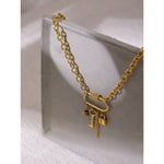 Load image into Gallery viewer, Crystal Lock Key Stainless Steel Chain
