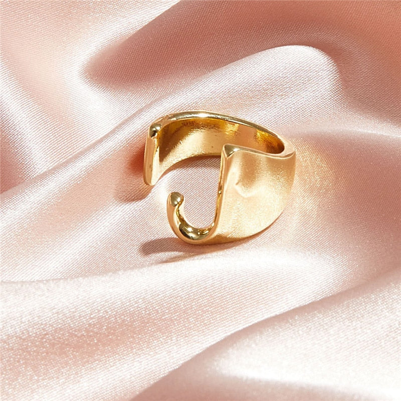 Classic 18K Gold Plated  Chunky Initial Rings