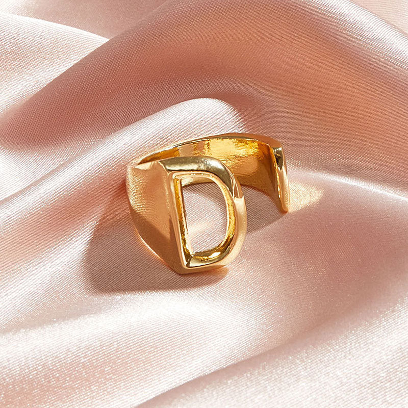 Classic 18K Gold Plated  Chunky Initial Rings