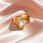 Load image into Gallery viewer, Classic 18K Gold Plated  Chunky Initial Rings
