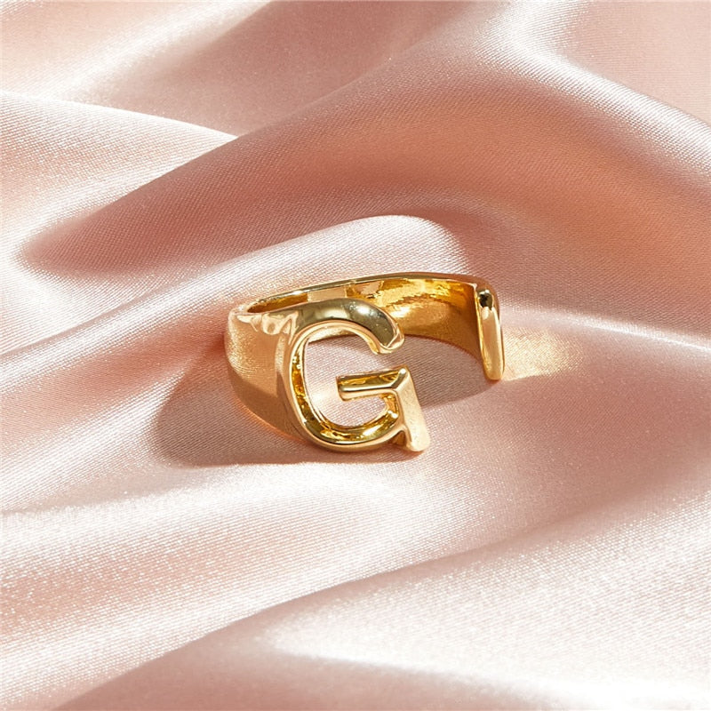 Classic 18K Gold Plated  Chunky Initial Rings