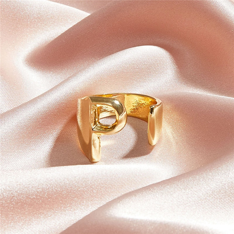 Classic 18K Gold Plated  Chunky Initial Rings