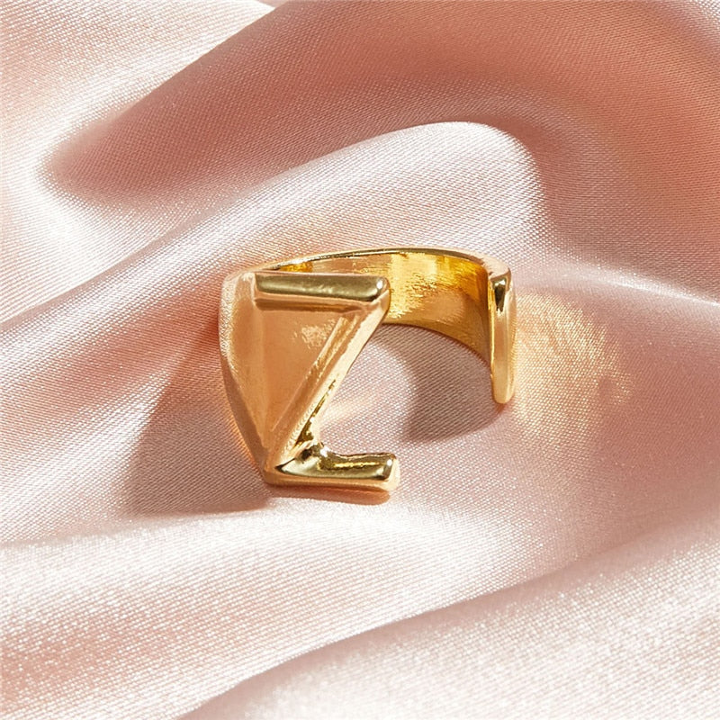 Classic 18K Gold Plated  Chunky Initial Rings