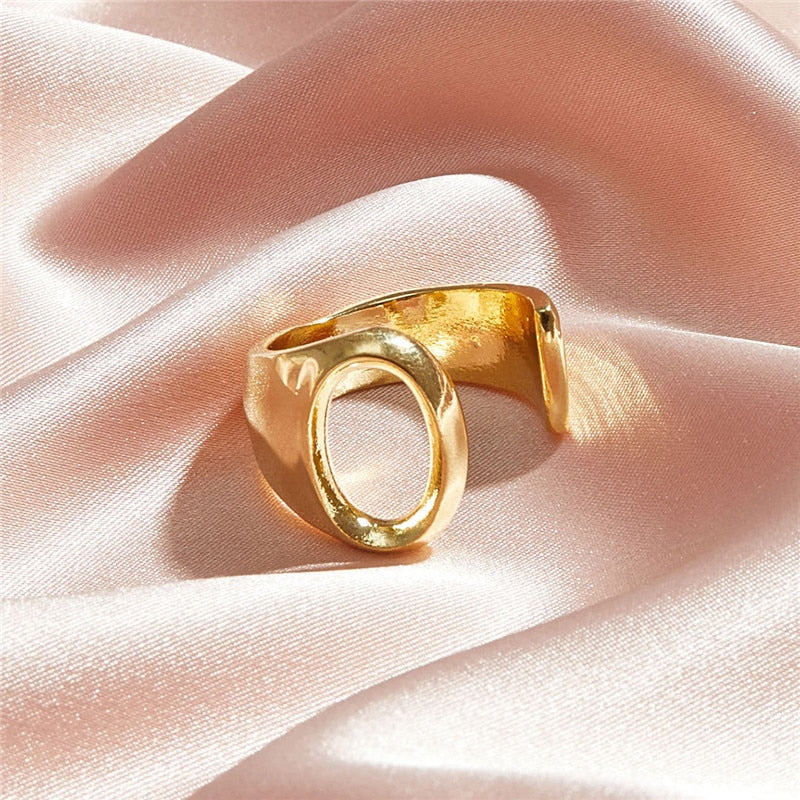 Classic 18K Gold Plated  Chunky Initial Rings