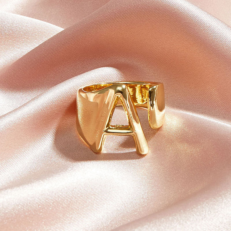 Classic 18K Gold Plated  Chunky Initial Rings